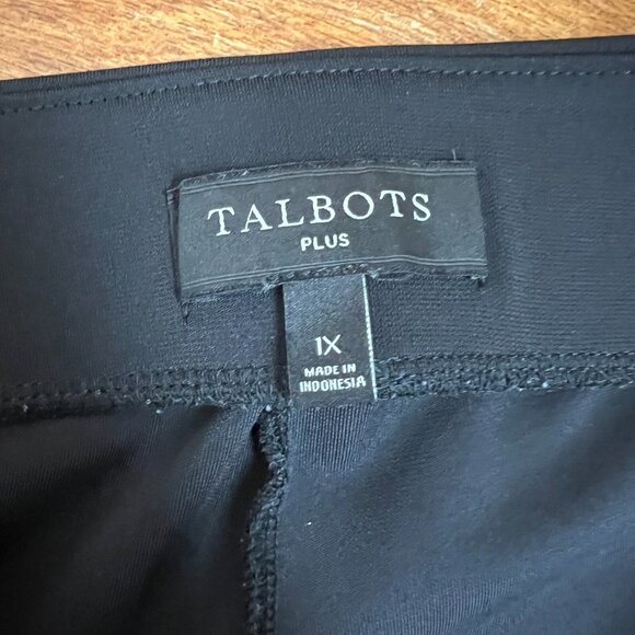 Talbots Pants Womens 1X Black Pull On Tapered Stretch Slit Casual Dress Slinky - Picture 6 of 14
